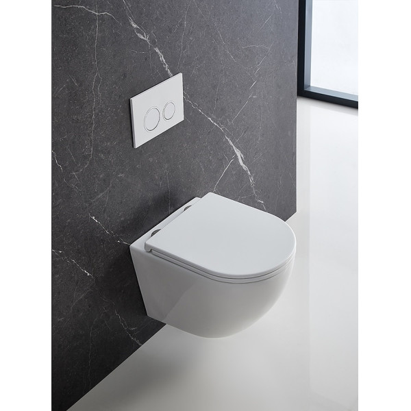 Унитаз подвесной Terminus Аврора Monolit 49,5x36 безободковый сиденье микролифт (01WM49x36W)