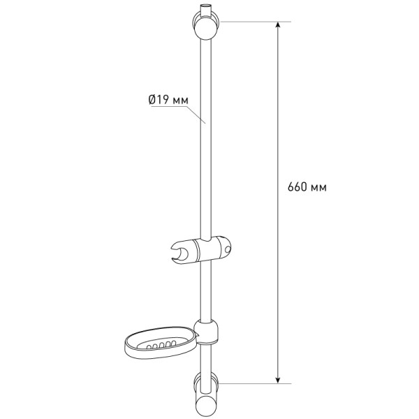 Стойка для душа Melodia с мыльницей 700 мм нерж., ABS, хром (MKP20117BL)