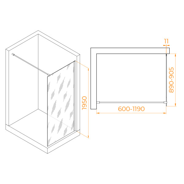 Душевое ограждение RGW Walk In 90x195 стекло тонированное, профиль черный (35100209-34) Душевое ограждение RGW Walk In 90x195 стекло тонированное, профиль черный (35100209-34)