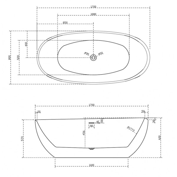 Ванна акриловая Abber 170*80 белая (AB9285) Ванна акриловая Abber 170*80 белая (AB9285)