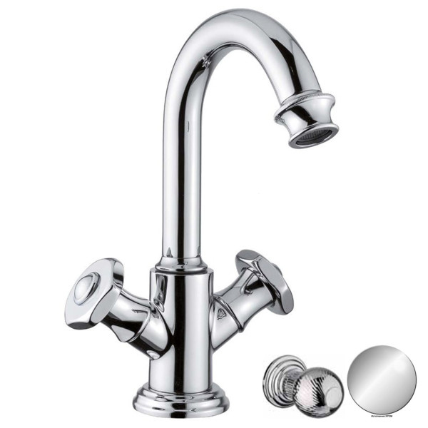 Смеситель для раковины Cezares Aphrodite хром, ручки круглые - металл (APHRODITE-LS2-01-M)
