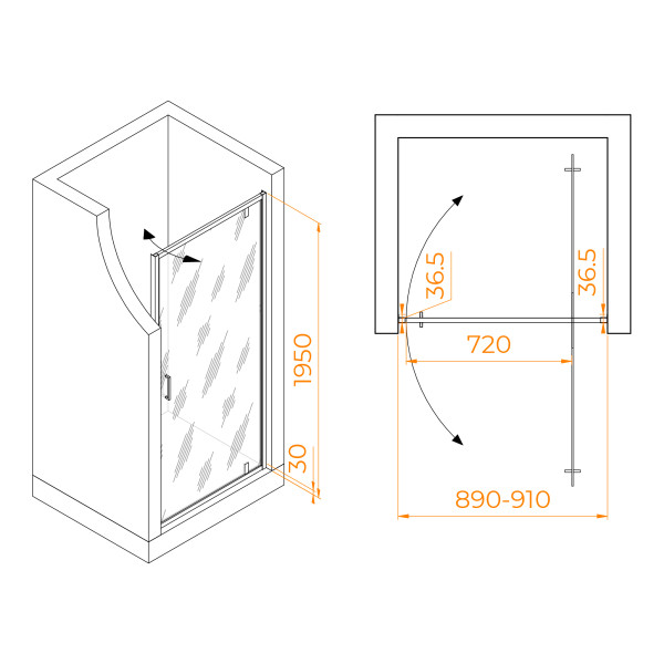 Душевая дверь RGW LE-102B 90x195 стекло прозрачное, профиль черный (711210209-14)