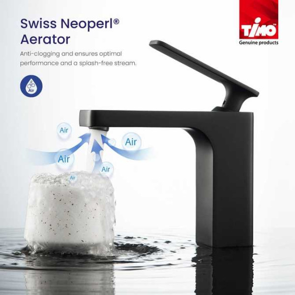 Смеситель для раковины Timo Torne черный, короткий излив (4360/03G)