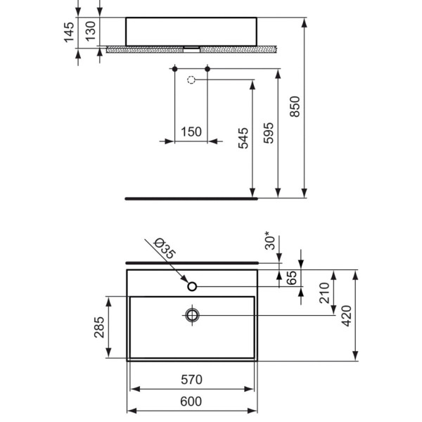 Раковина подвесная Ideal Standard Strada 600х420х130 (K078101)