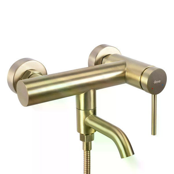 Смеситель для ванны и душа Rea Clif с душевым комплектом золото матовое (REA-B4242)