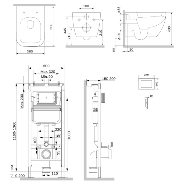 Комплект инсталляция с унитазом AM.PM MasterFit с клав S хром глянц с подвесным унитазом Gem Aquaspin (IS130251.901901)