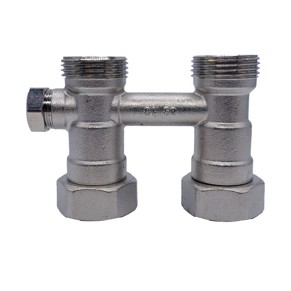 Фитинг двойной со встроенным шаровым краном "Tiemme" (с байпасом) (3390007) Фитинг двойной со встроенным шаровым краном "Tiemme" (с байпасом) (3390007)