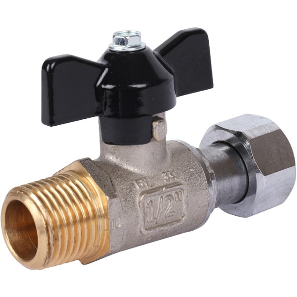Кран 1/2"*1/2" НВ шаровый с накидной гайкой Stout (черная бабочка) (SVB-1009-000015)