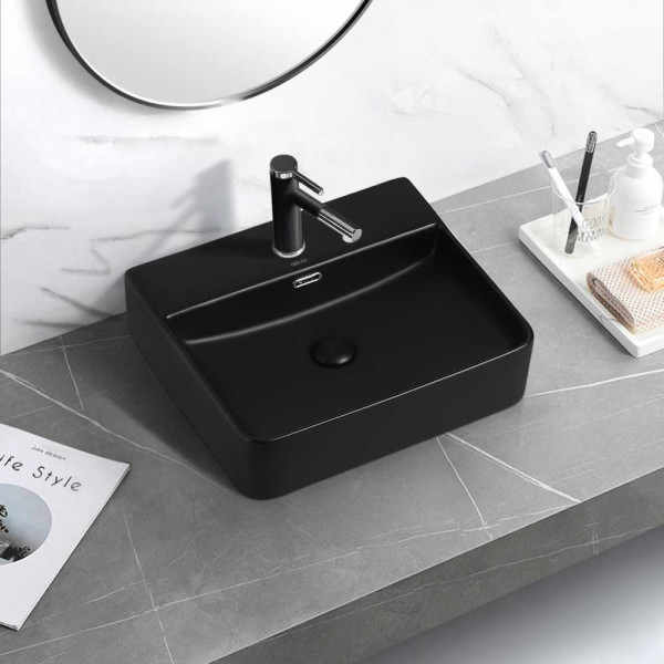 Раковина накладная ABBER Rechteck 50x42 черная (AC2203MB)