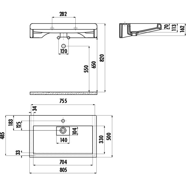 Раковина мебельная Creavit Epic 80x50 серый (EP080-00BM00E-0000)