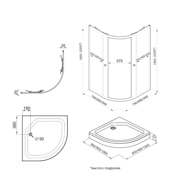 Душевой уголок Triton Альфа 80x80 стекло прозрачное, профиль хром (DK316)