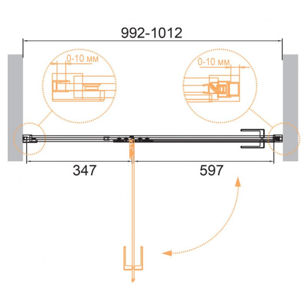Душевая перегородка Cezares Bellagio 100x196,8 стекло прозрачное, профиль брашированное золото (BELLAGIO-B-12-100-C-BORO)