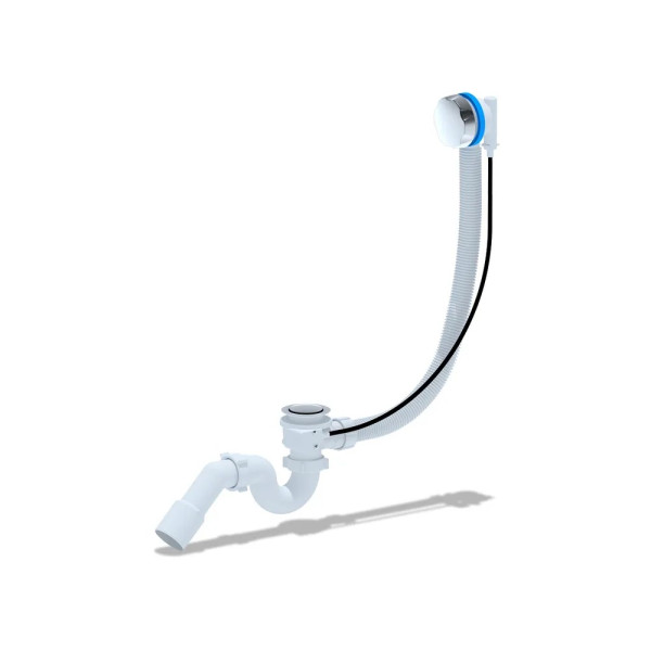 Обвязка для ванны АНИ полуавтомат 580 мм. (с трубным сифоном, с переходной трубой 45° 40/50 мм., ручка пласт. хром) АНИ пласт (EM411)