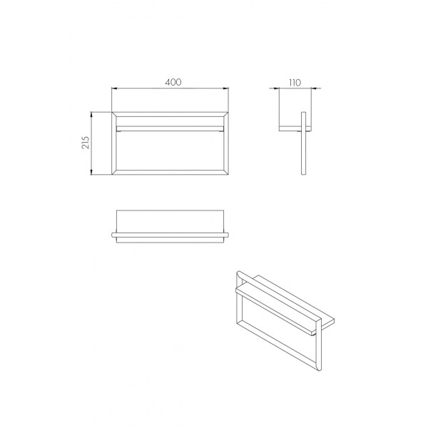 Полка Aquaton Лофт Урбан 400x110x215 черный матовый, дуб орегон (1.A255.4.03L.QX5.0)