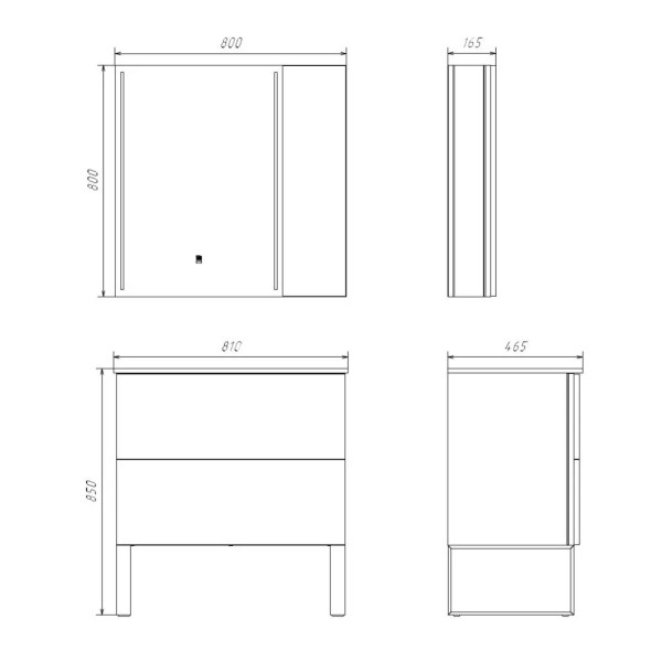 Тумба подвесная с раковиной Comforty Бильбао 800x465x850 серый шёлк (00-00017176)
