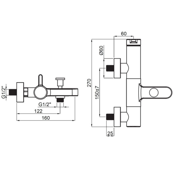 Смеситель для ванны и душа Adell Slim хром (15060501)