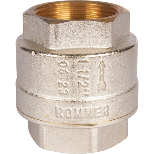 Клапан обратный вертикальный 1 1/2" Rommer с пластиковым седлом (никель) RVC-0002-000040 Клапан обратный вертикальный 1 1/2" Rommer с пластиковым седлом (никель) RVC-0002-000040