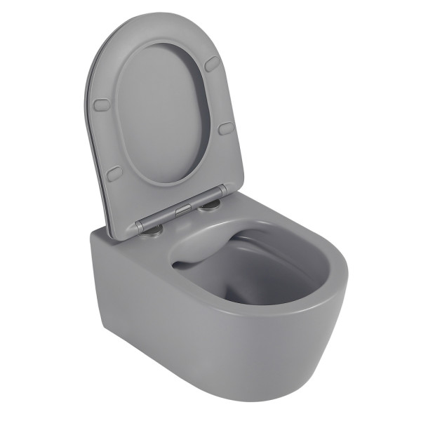 Унитаз подвесной ABBER Bequem серый матовый, безободковый (AC1104MG)