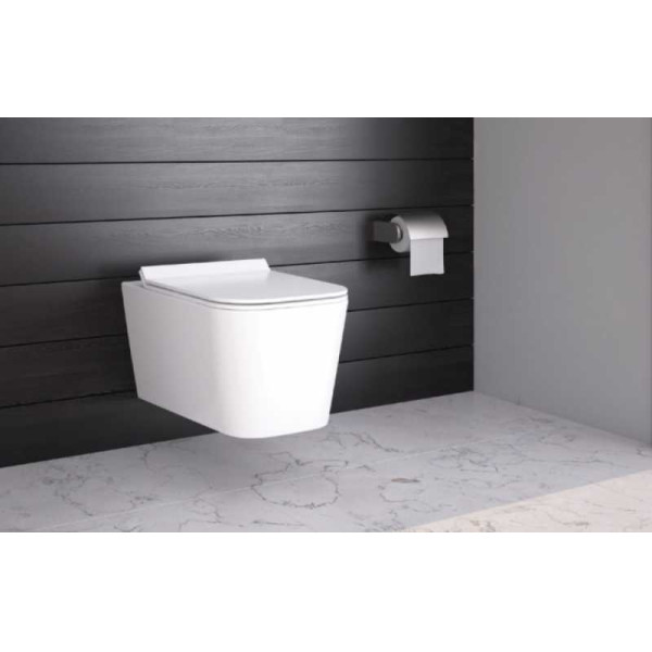 Комплект инсталляция с унитазом Berges: инсталляция NOVUM525, кнопка F3 хром глянец, унитаз FLOE Rimless, сидение дюропласт Floe Slim SO, микр