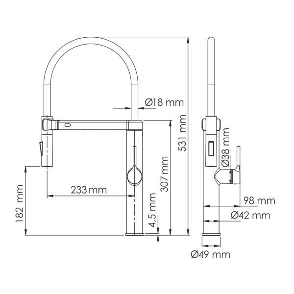 Смеситель для кухни WasserKRAFT с гибким изливом золотой (A8877)