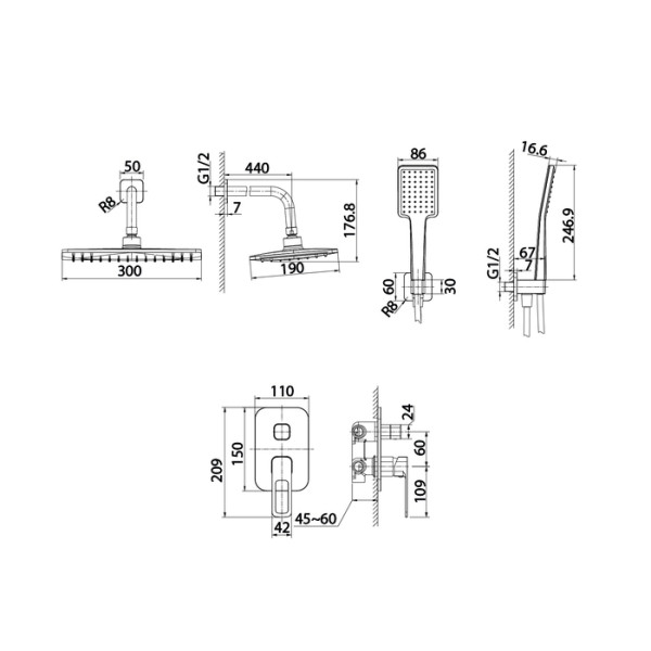 Душевая система Iddis Slide встраиваемая, хром (SLISB02i67)