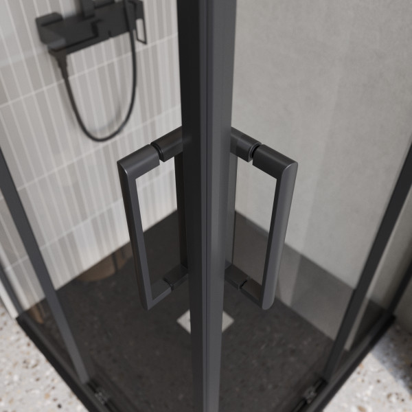 Душевой уголок BelBagno Luce 90x90x195 стекло прозрачное, профиль черный матовый (LUCE-A-2-90-C-NERO)