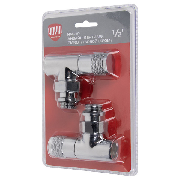 Комплект дизайн-вентилей Royal Thermo PIANO 1/2" угловой (хром) (RTE 50.028) Комплект дизайн-вентилей Royal Thermo PIANO 1/2" угловой (хром) (RTE 50.028)