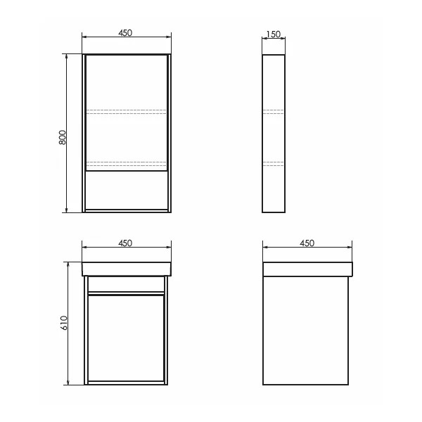 Шкаф зеркальный Comforty Вена 450x150x800 дуб дымчатый (00-00006652)