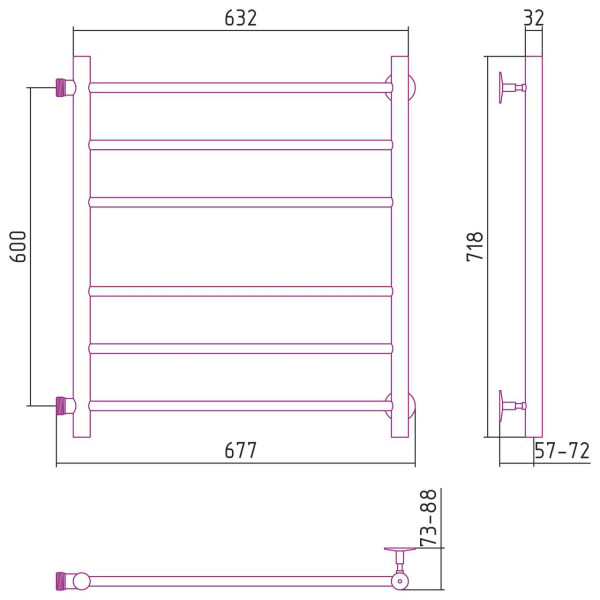 Полотенцесушитель водяной Стилье Версия-Б 600х600 (3+3) П 18 хром (00610-6060) Полотенцесушитель водяной Стилье Версия-Б 600х600 (3+3) П 18 хром (00610-6060)