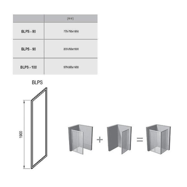 Душевое ограждение Ravak Blix BLPS-90 90x190 стекло прозрачное, профиль хром (9BH7010Z1)