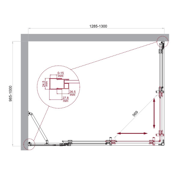 Душевой уголок BelBagno Luce 130x100x195 стекло прозрачное, профиль хром (LUCE-AH-21-130/100-C-Cr)