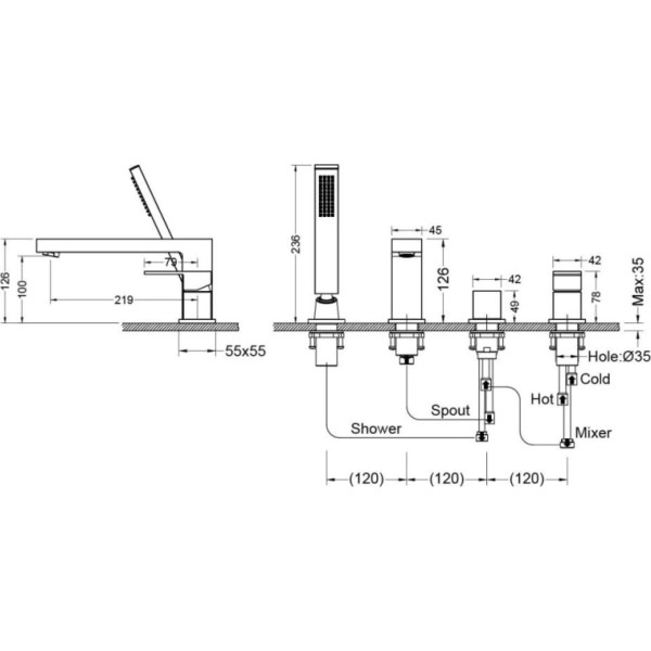 Смеситель на борт ванны Aquatek Либра хром (AQ1648CR) Смеситель на борт ванны Aquatek Либра хром (AQ1648CR)