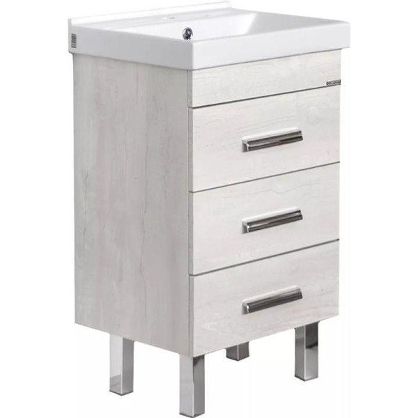 Тумба подвесная с раковиной Comforty Никосия 500x400x850 дуб белый (00-00017092)