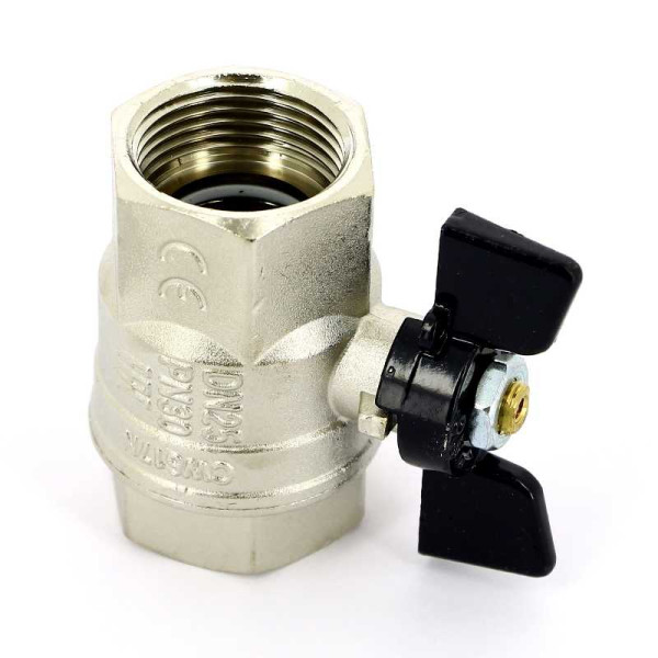 Кран Bugatti 1" ВВ шаровый New Jersey 912 (черная бабочка) (09120006)