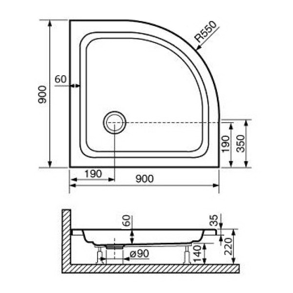 Душевой поддон RGW STYLE P 90x90 белый (16180499-11)