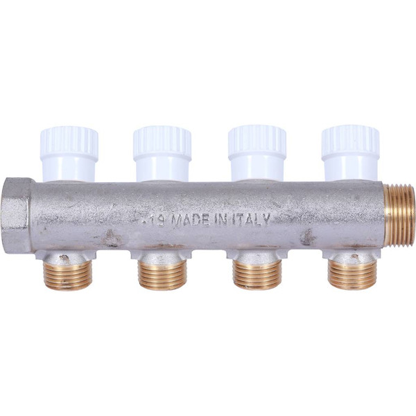 Коллектор 4 отвода регулируемый 3/4"x1/2" Stout (никель) (SMB-6852-341204) Коллектор 4 отвода регулируемый 3/4"x1/2" Stout (никель) (SMB-6852-341204)