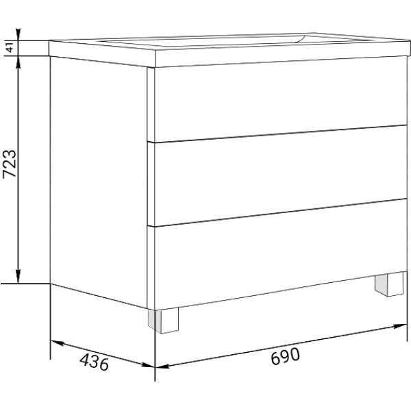 Тумба напольная Marka One Push 700*450*750 бетон (У69539)
