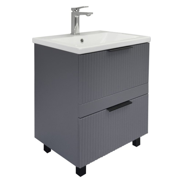 Тумба напольная Comforty Лима 600x850x450 антрацит матовый с раковиной (00-00019209)