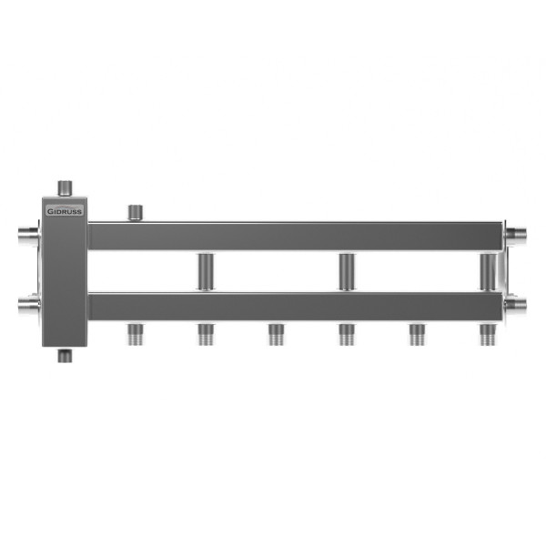 Коллектор балансировочный Gidruss BMSS-40-4D (до 40 кВт, все контуры G 3/4", 4D-кронштейны K.UMS, подключение термодатчика, нерж ст.) Коллектор балансировочный Gidruss BMSS-40-4D (до 40 кВт, все контуры G 3/4", 4D-кронштейны K.UMS, подключение термодатчика, нерж ст.)