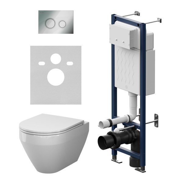 Комплект инсталляция с унитазом AM.PM ErgoFit с клав L хром глянц с подвесным унитазом Spirit V2.0 Aquaspin (IS110151.701900)