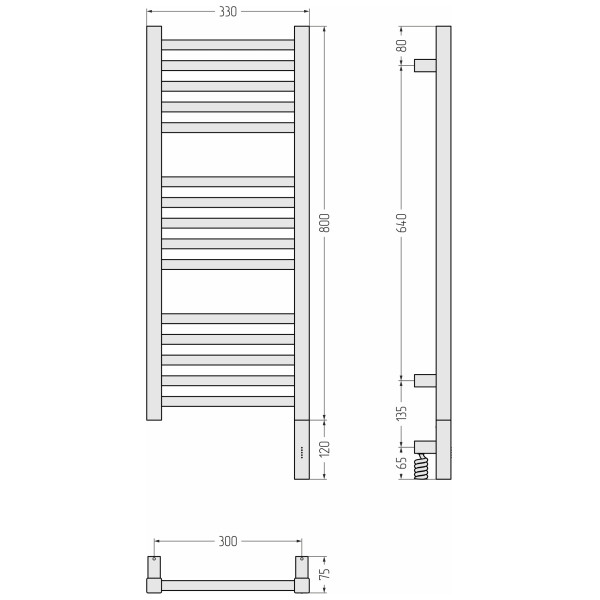 Полотенцесушитель электрический Сунержа Модус 3.1 800x300 провод справа матовый чёрный (31-5901-8030)