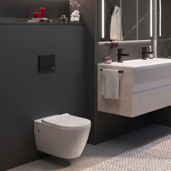 Комплект инсталляция с унитазом Berges NOVUM, кнопка L5, унитаз MASCON Rimless, сидение дюропласт Toma Slim SO (043217)