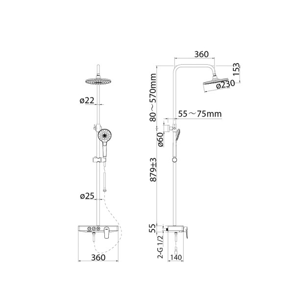 Система душевая Iddis Shelfy хром (SHESB3Bi06) Система душевая Iddis Shelfy хром (SHESB3Bi06)