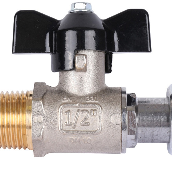 Кран 3/4"*3/4" НВ шаровый с накидной гайкой Stout (черная бабочка) (SVB-1009-000020) Кран 3/4"*3/4" НВ шаровый с накидной гайкой Stout (черная бабочка) (SVB-1009-000020)