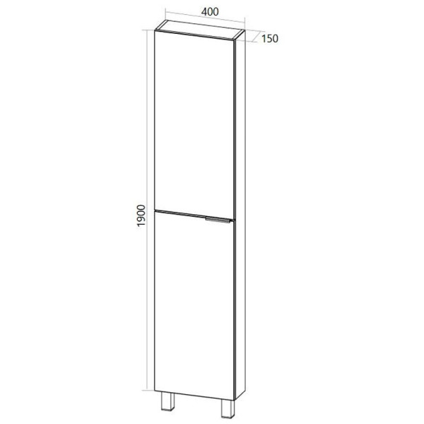 Пенал напольный 1Marka Gaula 400*150*1900 черный (У92552)