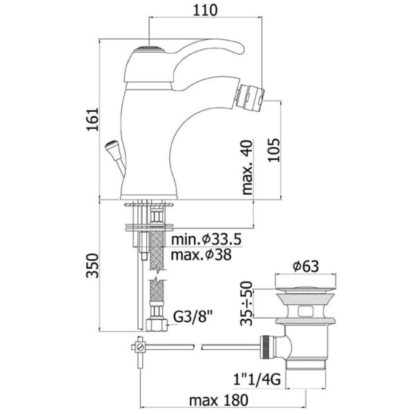 Смеситель для биде Paffoni Flavia хром (FA135CR) Смеситель для биде Paffoni Flavia хром (FA135CR)