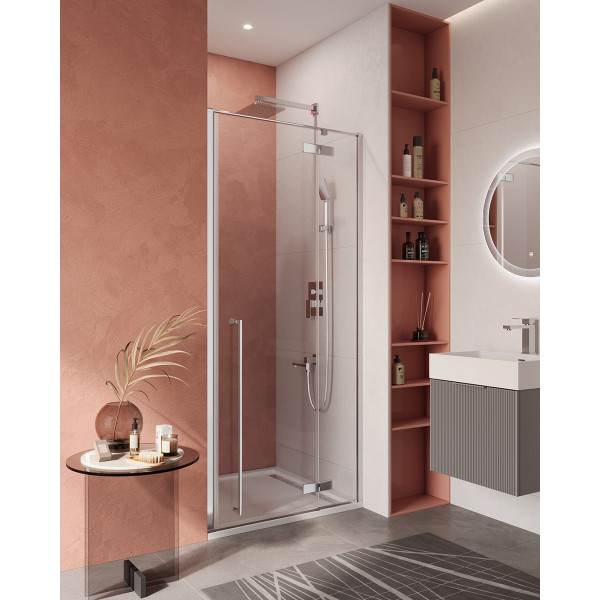 Душевые двери Cezares Liner 90x195 стекло прозрачное, профиль хром (LINER-B-12-90-C-Cr-R)