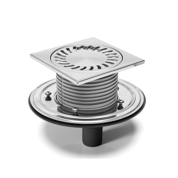 Трап MCH с нижним сливом универсальный DN50 решетка нерж. 150х150 (г/з+с/з) c фланцем Трап MCH с нижним сливом универсальный DN50 решетка нерж. 150х150 (г/з+с/з) c фланцем