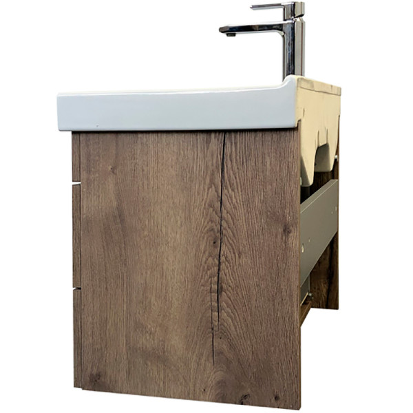 Тумба подвесная с раковиной Comforty Никосия 600x400x530 дуб темный (00-00008853)