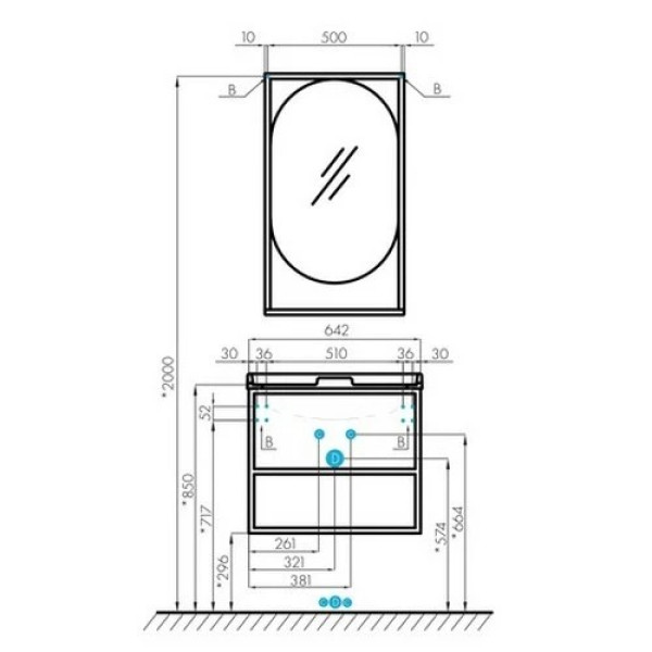 Тумба Aquaton Лофт Фабрик 65 Дуб Эндгрейн/1WH501710 Раковина Одри Round (овальная)/1A242903LTDU0 Столешница Дуб Эндгре (1A2423K0LTDU0)